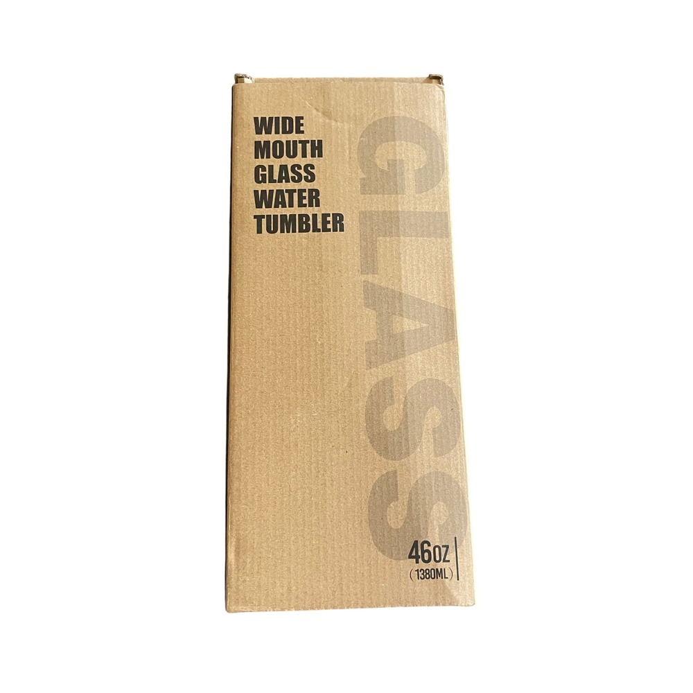 Glass Tumbler with Handle &‎ Straw Wide Mouth Water Bottle Silicone Sleeve 460z